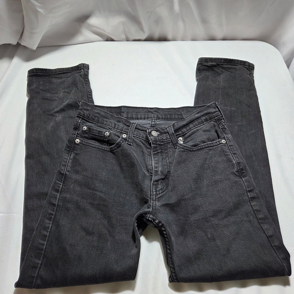 Levis 514 Straight Fit Jeans Mens 29x30 Faded Black Denim Pants